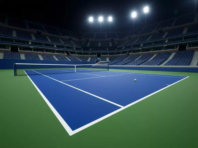 Arthur Ashe Stadium bei Nacht mit Quoten-Übersicht für US Open Wetten
