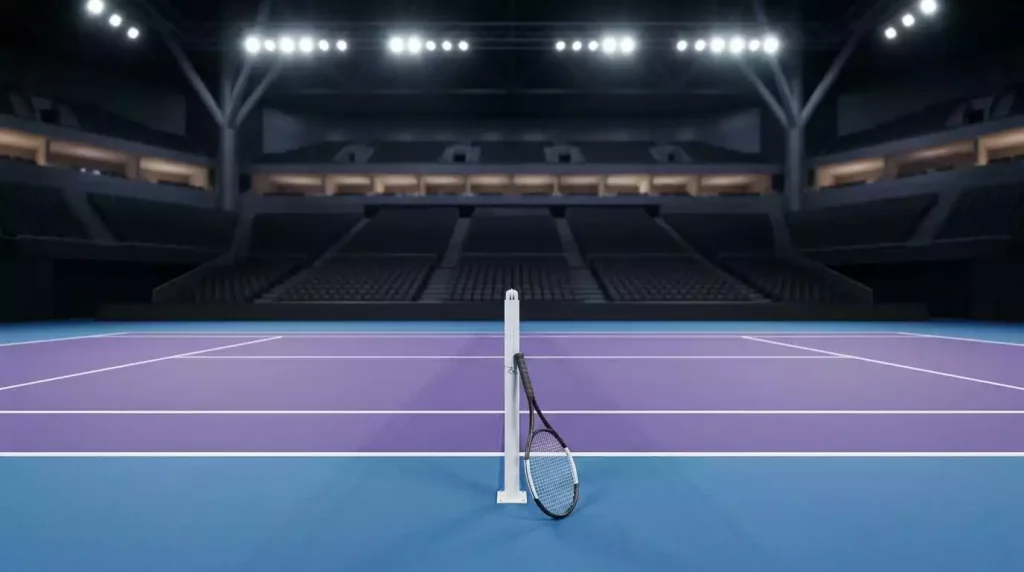 WTA Finals Tennis-Court mit Top-8-Quoten-Tabelle für Wettstrategien
