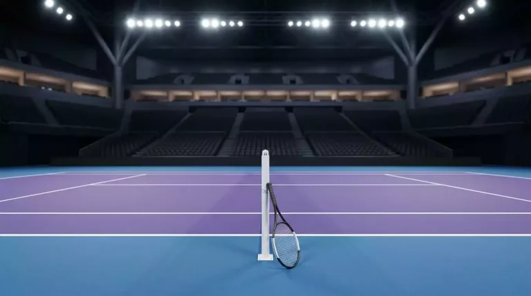 WTA Finals Tennis-Court mit Top-8-Quoten-Tabelle für Wettstrategien
